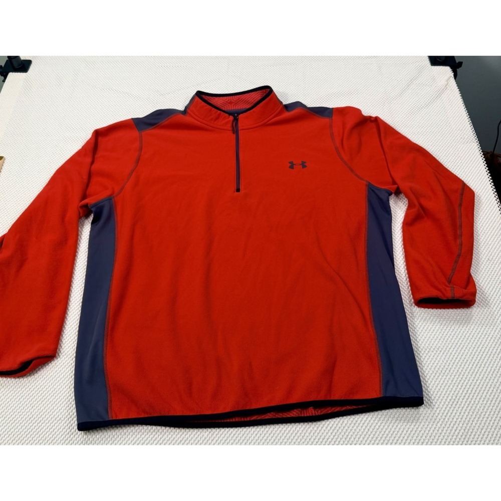 Under Armour ColdGear Infrared Fleece 1/4 Zip Orange Gray Pullover Men Size 3XL